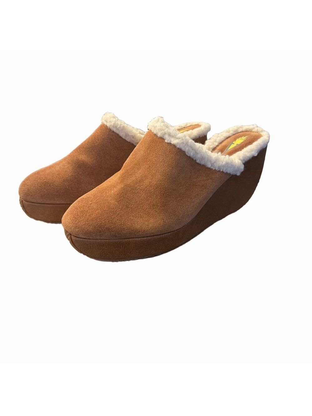 Volatile Tan Suede Women's Coralite Clog with Cream Trim. Size 10